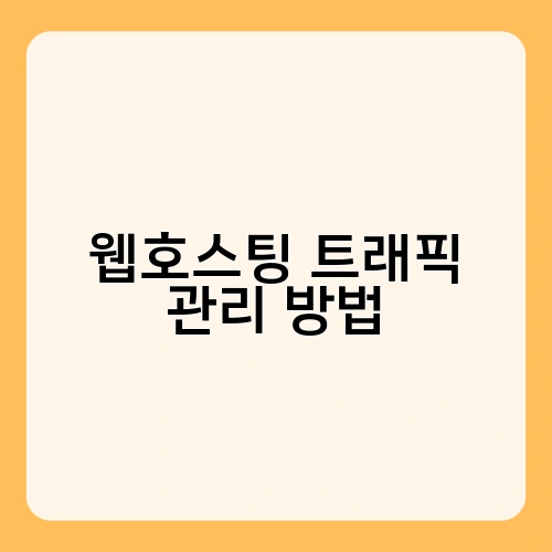 웹호스팅 트래픽 관리 방법 1