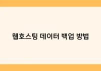웹호스팅 데이터 백업 방법 썸네일